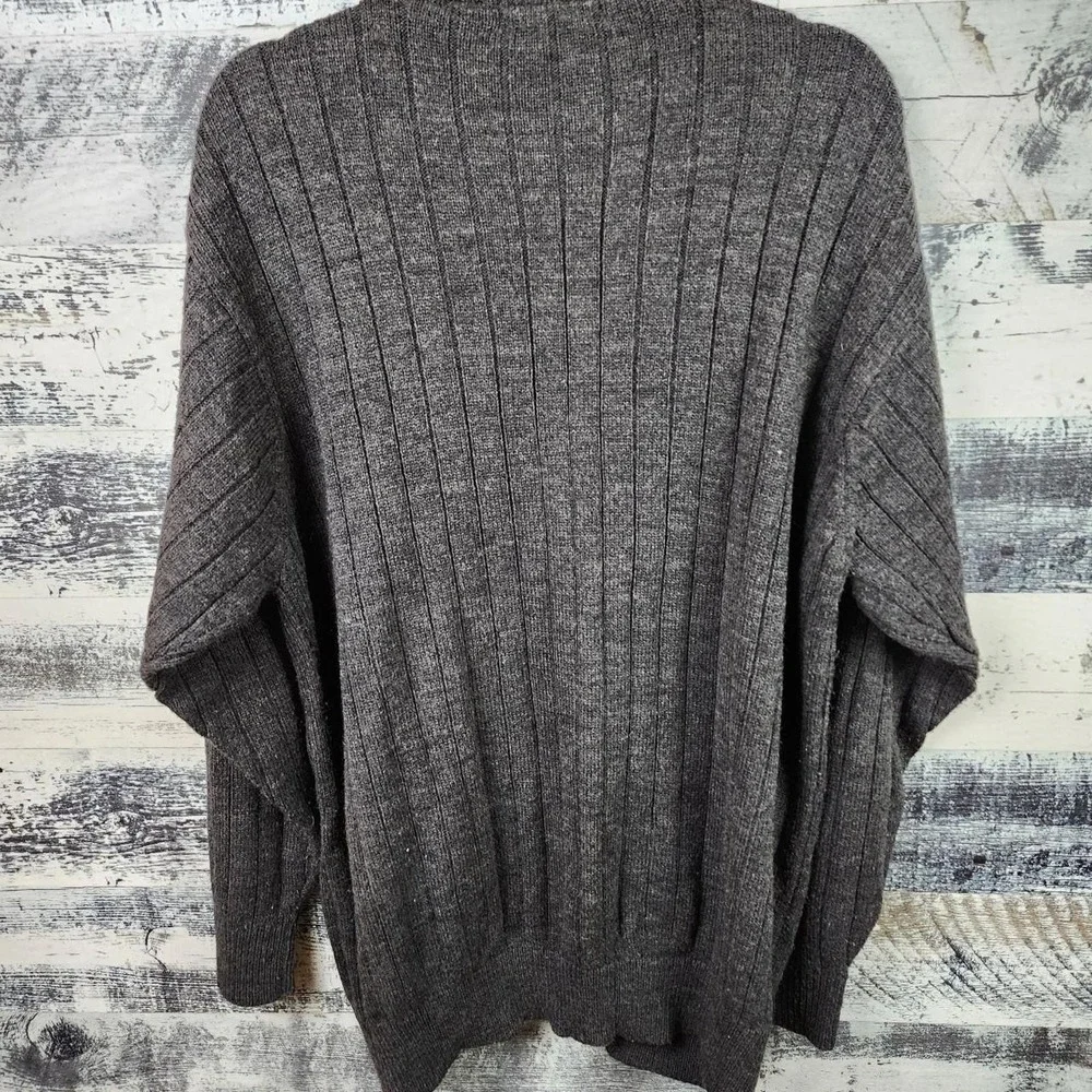 Northern Isles Mens XXL Charcoal Gray Ribbed Full Zip Cardigan Sweater Knit Pokt